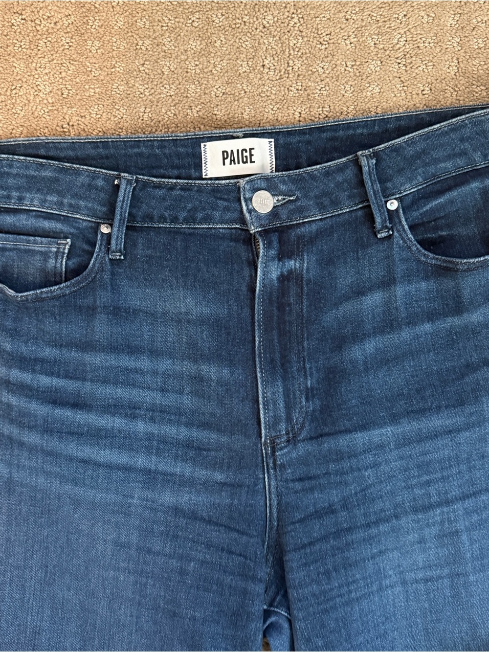 Paige Leenah High Waist Wide Leg Trouser style Jeans, Praline Blue, Size 33 - Picture 11 of 14